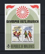 R6770 Maldives 1973 Olympiques SURIMPRIMÉ Feuille PERF MNH