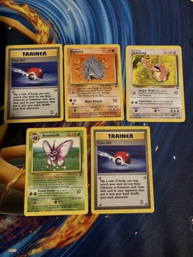 Pokémon JCG Lot de 5 Base Set 2 Cartes Vintage NM-LP Neuf, Venomoth 31/130, Etc - Photo 1 sur 12