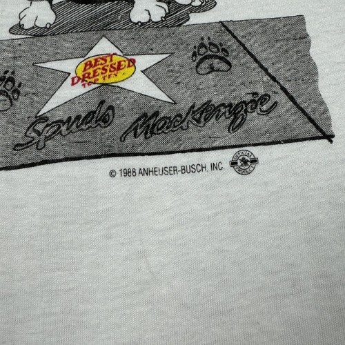 Vintage 80s Budweiser Spuds Mackenzie Bud Light Hollywood T-Shirt White Sz XL - Picture 3 of 5