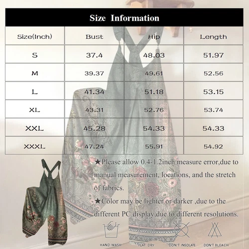 Women's Floral Jumpsuit Baggy Dungaree Ladies Summer Romper Playsuit Overalls - Picture 33 of 48