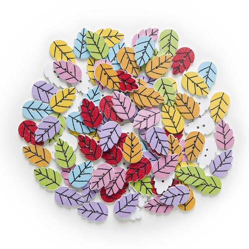 30pcs Leaf theme Wooden Buttons Sewing Scrapbooking Cloth Handmade Crafts Decor - Picture 3 of 9