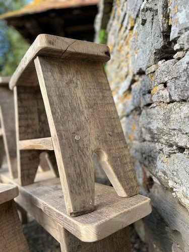 Rustic Wooden Stool Side Table - Picture 4 of 6