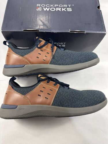 Rockport Works Men's TruFlex Steel Toe Sneaker RK4691 Blue/Brown Size 11.5W - Picture 3 of 10