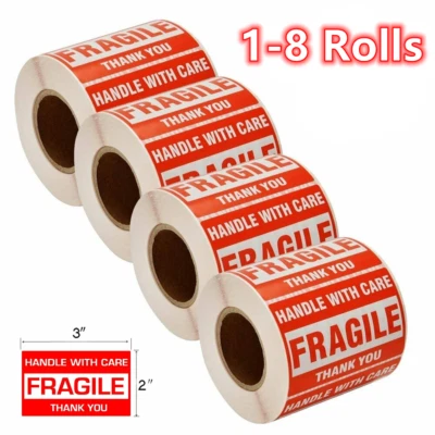 1-8 Rolls 2''x3" Fragile Sticker Handle with Care Thank You Labels 50x76mm UK
