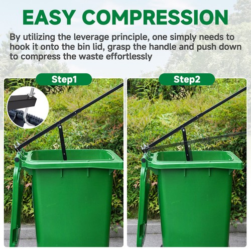 Manual Trash Compactor For Wheelie Bin Rubbish Can Adjustable Garbage Compressor - Picture 11 of 22