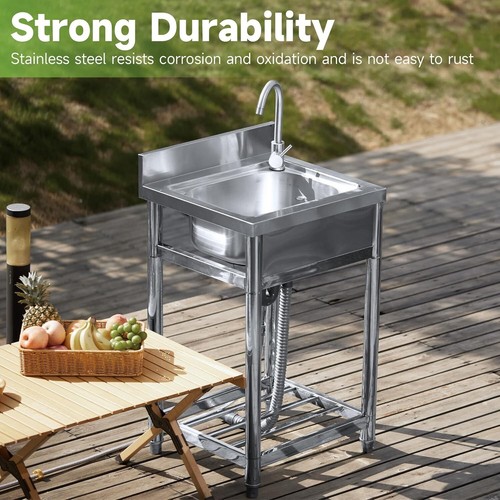 Versatile Freestanding Utility Sink with Hot/Cold Water & Storage - 21.6in - Picture 5 of 8
