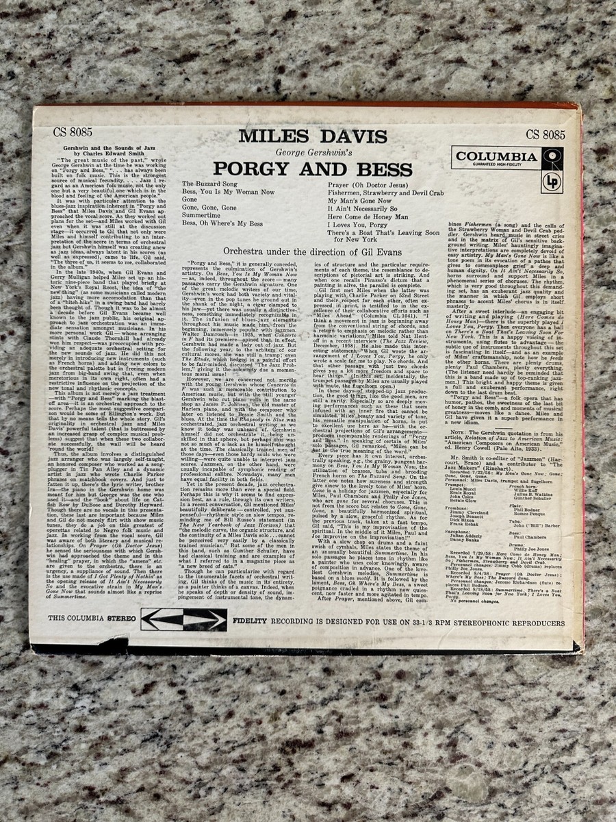 Miles Davis - Porgy And Bess OG Vinyl LP, Columbia Records, CS
