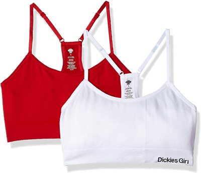 Dickies Girl Women's Seamless Bralette 2 Pack Bra - Red and White Bra Set -NWT