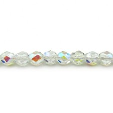 Crystal Clear AB - 50 6mm Round Faceted Czech Glass Fire Polish Beads