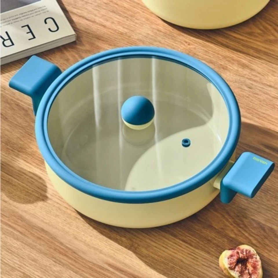 Olla Danesa 8" Bajo Stock con Tapa, Revestimiento Cerámico Antiadherente Multi Cazuela Foto 2 de 4