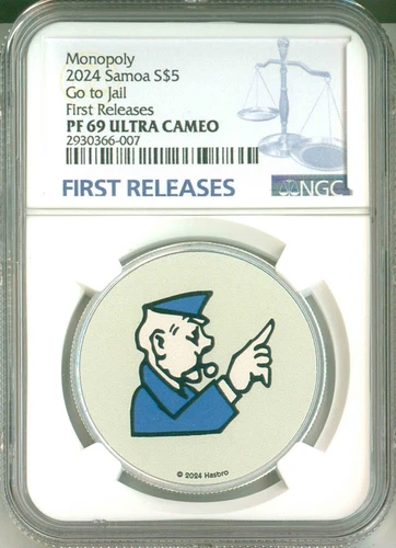 2024 Samoa S$5 Monopoly Go To Jail First Release NGC PF69 Ultra Cameo OGP