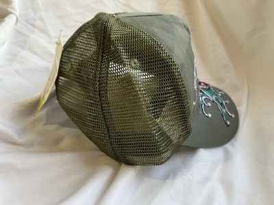 Ed Hardy Rhinestone Koi Fish Trucker Hat Y2K Tattoo Snapback Green