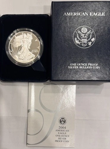 2004 W American Eagle One Ounce Proof Silver Bullion Coin Box & COA