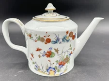 Mottahedeh Rock Garden White Tea Pot Teapot & Lid Floral Flowers 6.5” EUC