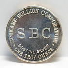 Rare Vintage Spokane Bullion Corp (SBC) 1 oz .999 Fine Silver Round Hard to Find