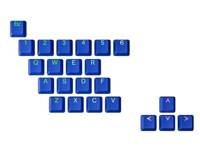 Rubber Backlit Doubleshot Keycap Set 23 Keys Dark Blue - Compatible