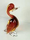 Vintage Murano Italy Handblown Art Glass 6” Red/orange Duck Figurine MCM