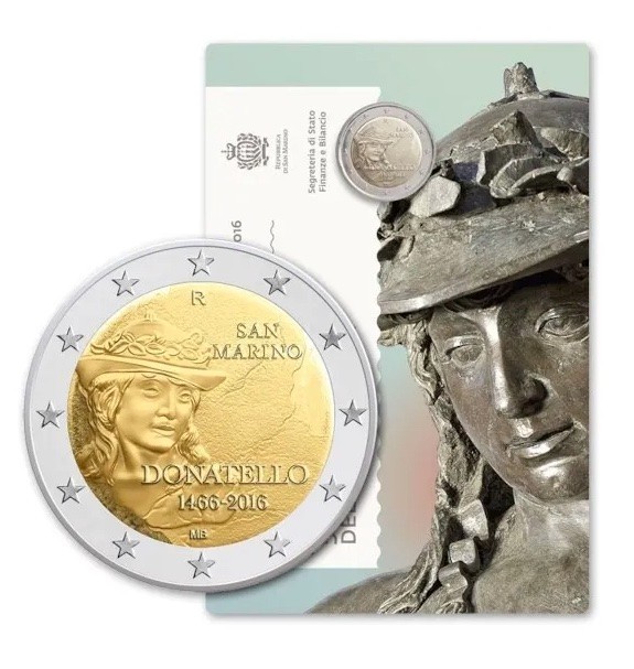 PIECE 2 EUROS SAINT MARIN 2016, DONATELLO, UNC