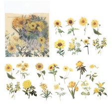 40Pcs / 1Set Clear Flower PET Sticker, Waterproof Flower Decal, Yellow