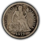 1877-CC 10c Seated Liberty Silver Dime - Carson City - Fine -  SKU-Y6635