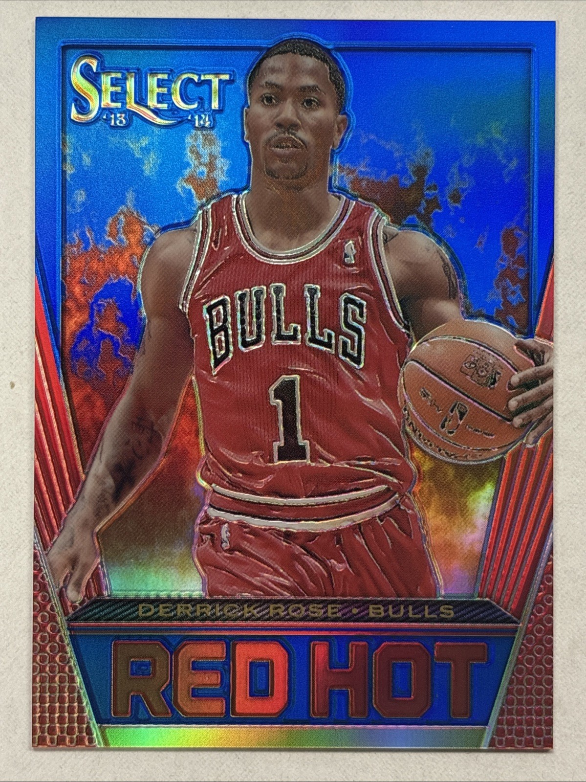 2013-14 Select Red Hot Prizm Blue #22/49 Derrick Rose