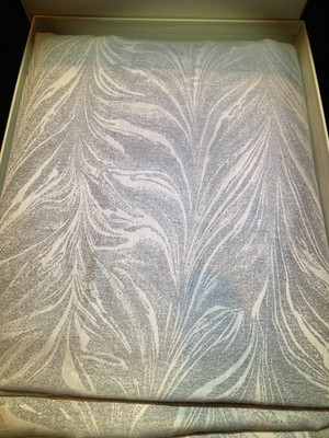 ZOFFANY QUEEN DUVET COVER NWBOX, 100% Egyptian Cotton , gray/sheen /blue hue NEW