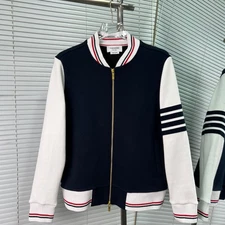 Thom Browne Men/women's New Autumn Fstriped Long-sleeved Stand-up Collar Jacket