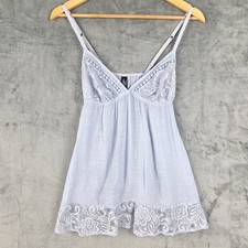Womens Top Small Blue Babydoll Y2K Floral Lace Fairy Coquette Ethereal Romantic