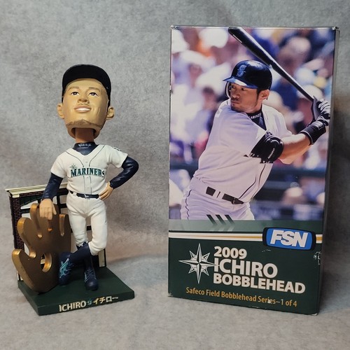 2009 SGA Ichiro Suzuki Bobblehead Seattle Mariners nuovo con scatola MLB FSN baseball sport