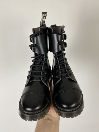 Solovair Twin Buckle Black Smooth Hi Boots Vegetarian UK7 - Picture 7 of 12