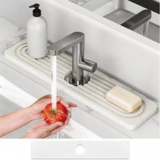 Diatomite Stone Faucet Mat for Kitchen Sink - 23.6" x 4" Fast Drying Stone Si...