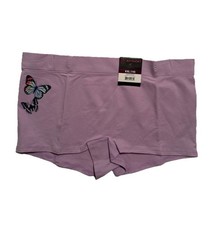 No Boundaries Underwear Women  s XXL 19 Seamless Boy Shorts Purple Butterfly
