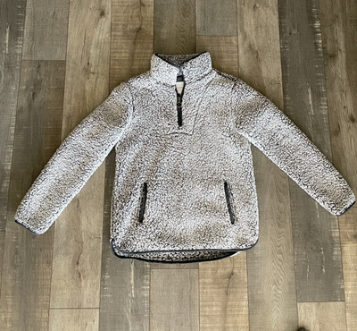Thread & Supply Womens XS Gray Sherpa Fleece Pullover 1/4 Zip Sweater Pre Owned