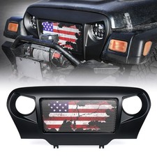 Matte Black Front Grille W American Us Flag Mesh For Jeep Wrangler Tj 97-06 Matte Black Front Grille W American Us Flag Mesh For Jeep Wrangler Tj 97-06