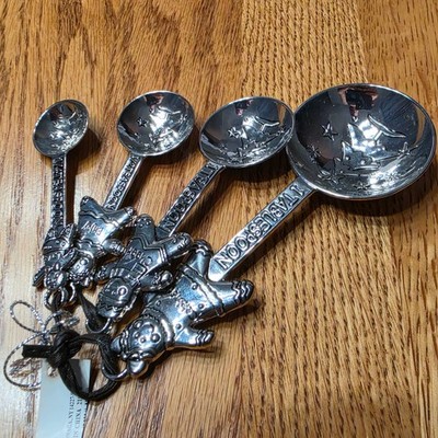 Ganz Gingerbread Man Christmas Theme Silver Measuring Spoon Set of 4 NEW