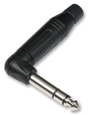 AMPHENOL - 6.35mm Jack Plug, 3 Pole, 90 Degree, Black