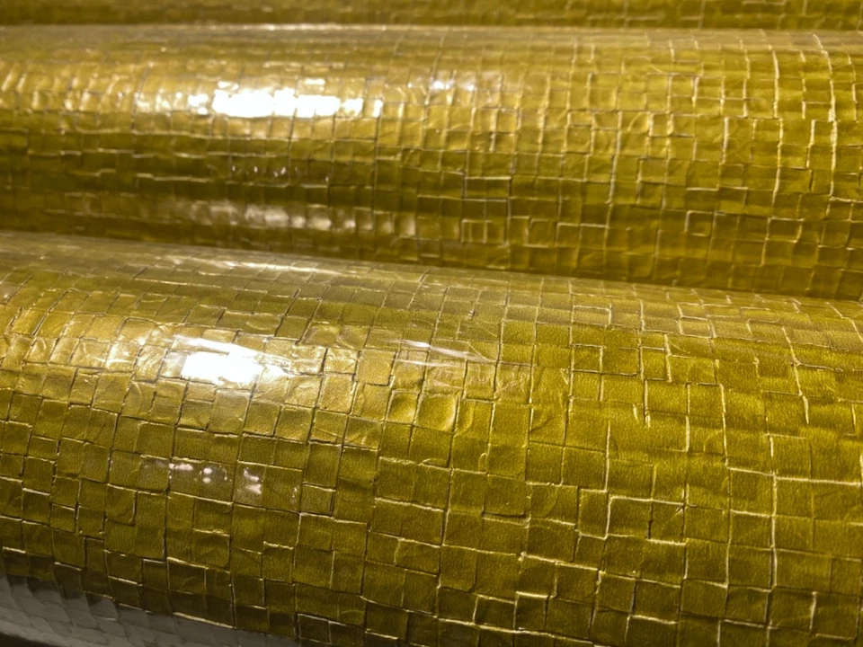 Papel pintado de vinilo azulejo mosaico de vidrio dorado 11YD ELITIS Francia 640 acres $505 al por menor Foto 3 de 4