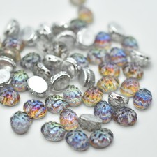20 Beads - Baroque Oval 6x8mm 2-Hole Backlit Vapor, Czech Glass