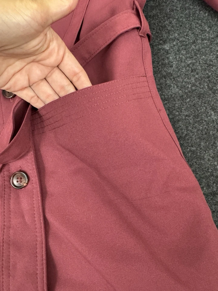 Casaco feminino vintage feito na União dos EUA pequeno malva peso leve com cinto - Imagem 3 de 4