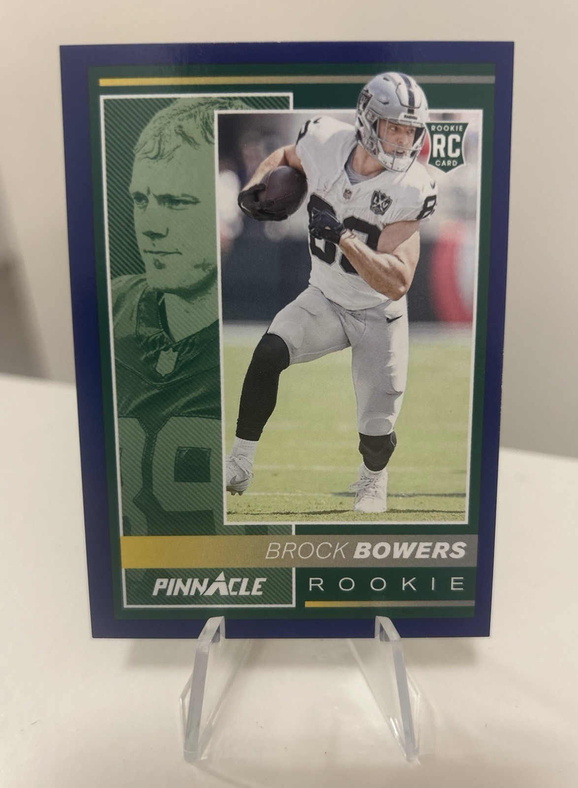 2024 Brock Bowers /25 Panini Encore #214 Blue Pinnacle Rookie Card RC Raiders