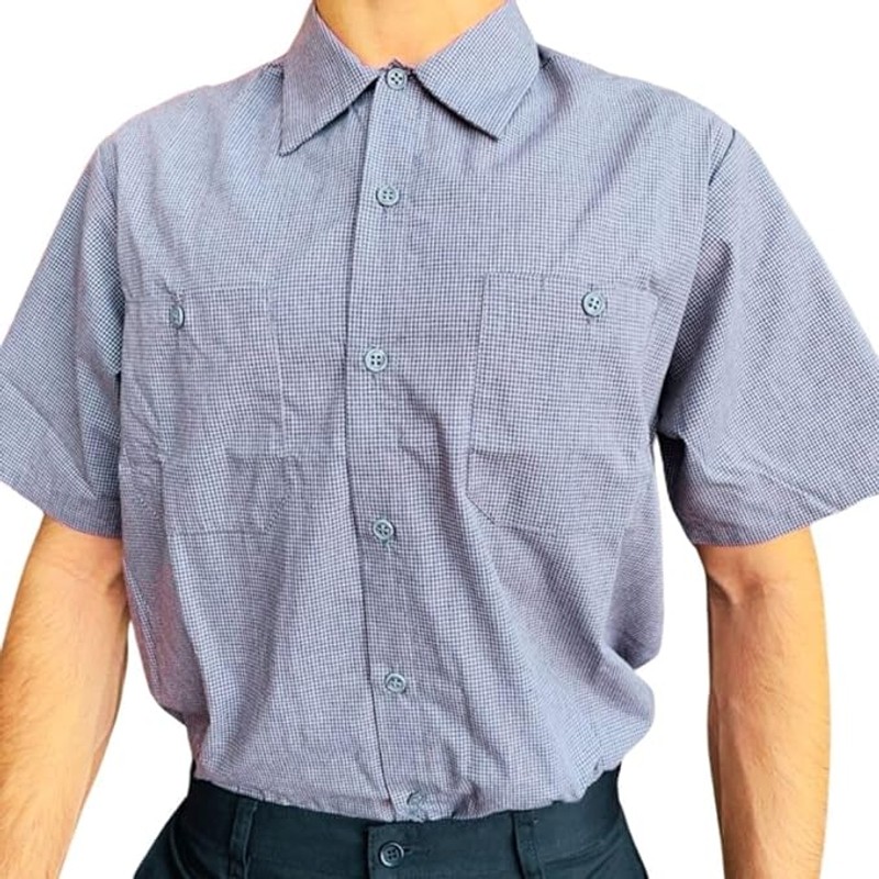 Wholesale 12 pcs Sm, Men's Work Shirts, Microcheck Short Sleeve Mechanic Uniform