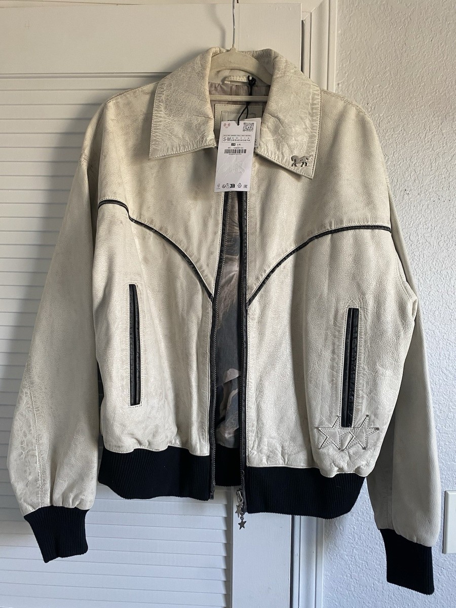 Zara X TwoJeys New Oyster White Buffalo Leather Jacket Size