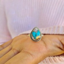 Oyster Copper Turquoise Ring 925 Sterling Silver Ring Opal Turquoise Ring USA