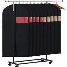 5-Piece Dustproof Garment Cover Set, Hanging Clothes Bags, Black, 23.62x39.37 in