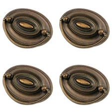 4 Pcs Furniture Dresser Pull Antique Brass Bail Drawer Pull Oval Drop Swing