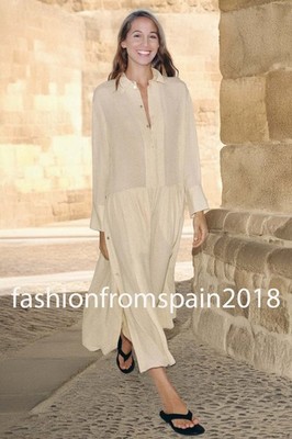 ZARA NEW WOMAN ZW COLLECTION FLOWY SHIRT DRESS BEIGE XS-XL 2490/333/710 |  eBay
