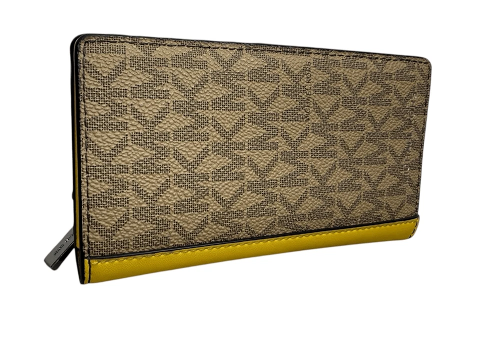 MICHAEL KORS Men’s Cooper Signature Logo Bi-Fold Wallet Canvas Daisy Yellow - Image 2 of 4