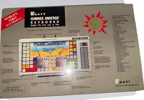 1993 KATT Games Master Keyboard MS-DOS Gaming Keyboard EXTREMELY RARE & Overlays - Afbeelding 8 van 24