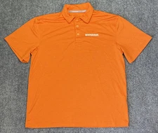 Whataburger Polo Shirt Orange Embroidered Striped Employee Uniform Men’s Sz. Med
