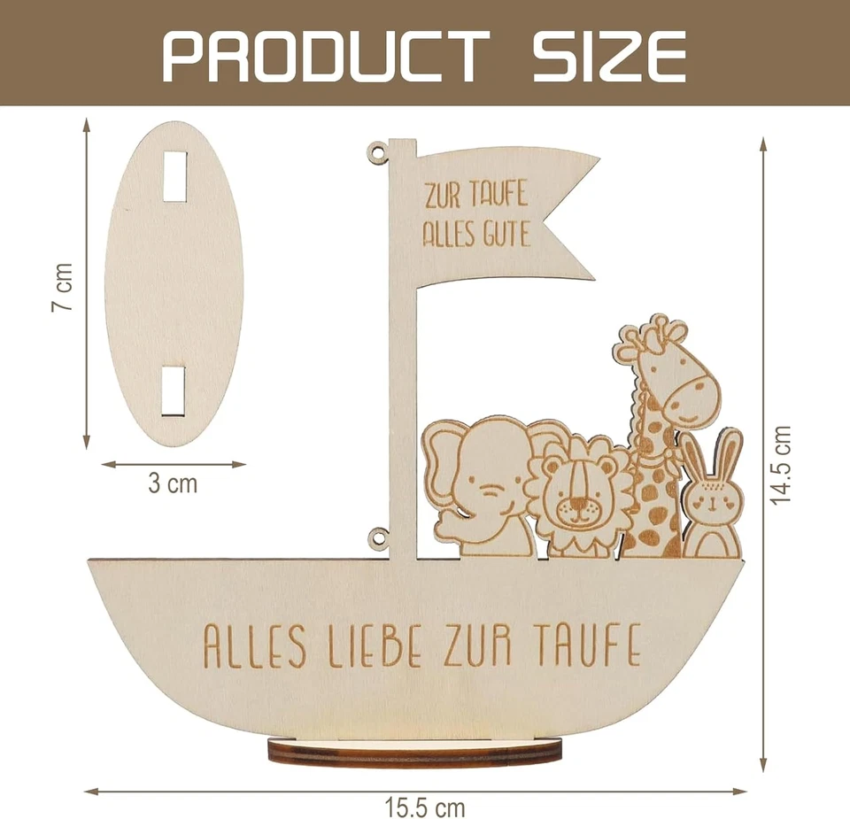 Holz Arche Geldgeschenk zur Taufe Originelles Taufgeschenk Geschenke Patenkind - Bild 3 von 4